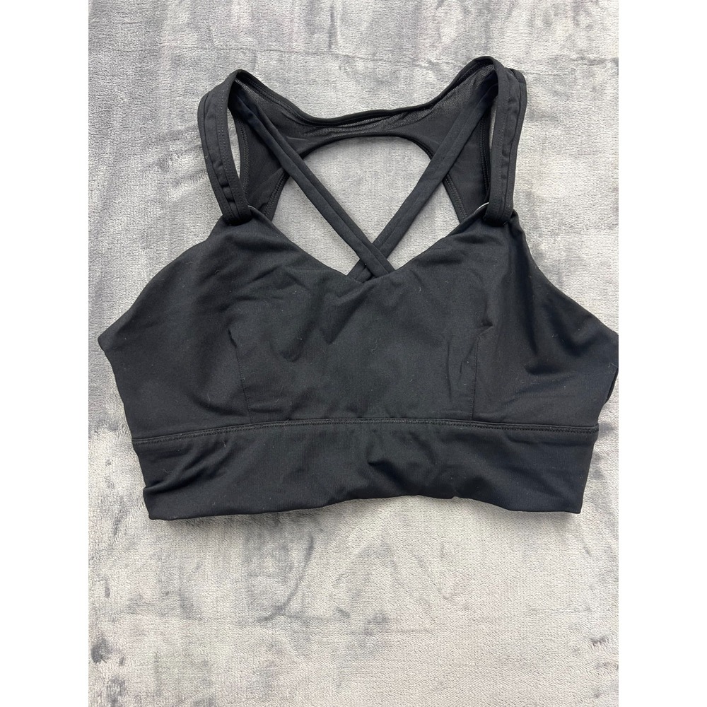 Born Primitive X Factor Sports Bra Womens L Black Criss Cross Back Removable Pad